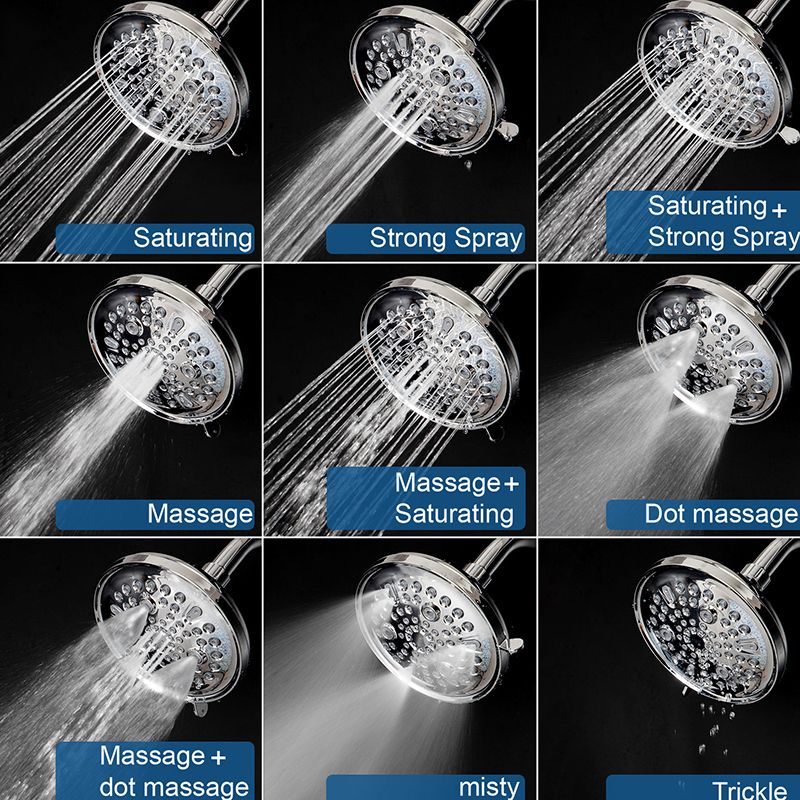 Contemporary Shower Combo Adjustable Shower Head Chrome Ceiling Mounted Round Shower Head Clearhalo 'Bathroom Remodel & Bathroom Fixtures' 'Home Improvement' 'home_improvement' 'home_improvement_shower_heads' 'Shower Heads' 'shower_heads' 'Showers & Bathtubs Plumbing' 'Showers & Bathtubs' 1200x1200_e8a2602d-67b2-45df-9670-e71b6da9a347