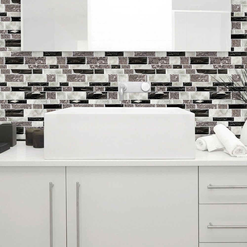 12"x 12" Resin Mosaic Tile Square Peel and Stick Tile for Backsplash & Wall Tile Clearhalo 'Flooring 'Home Improvement' 'home_improvement' 'home_improvement_peel_stick_blacksplash' 'Peel & Stick Backsplash Tile' 'peel_stick_blacksplash' 'Walls & Ceilings' Walls and Ceiling' 1200x1200_e8a2d457-da61-41de-bcb3-94f5af30cfb3
