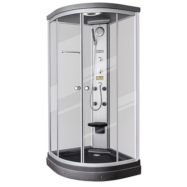 Clear Tempered Glass Shower Stall Round Shower Stall with Base Kit Clearhalo 'Bathroom Remodel & Bathroom Fixtures' 'Home Improvement' 'home_improvement' 'home_improvement_shower_stalls_enclosures' 'Shower Stalls & Enclosures' 'shower_stalls_enclosures' 'Showers & Bathtubs' 1200x1200_e8b18f1a-d251-4683-af87-66a3af183162