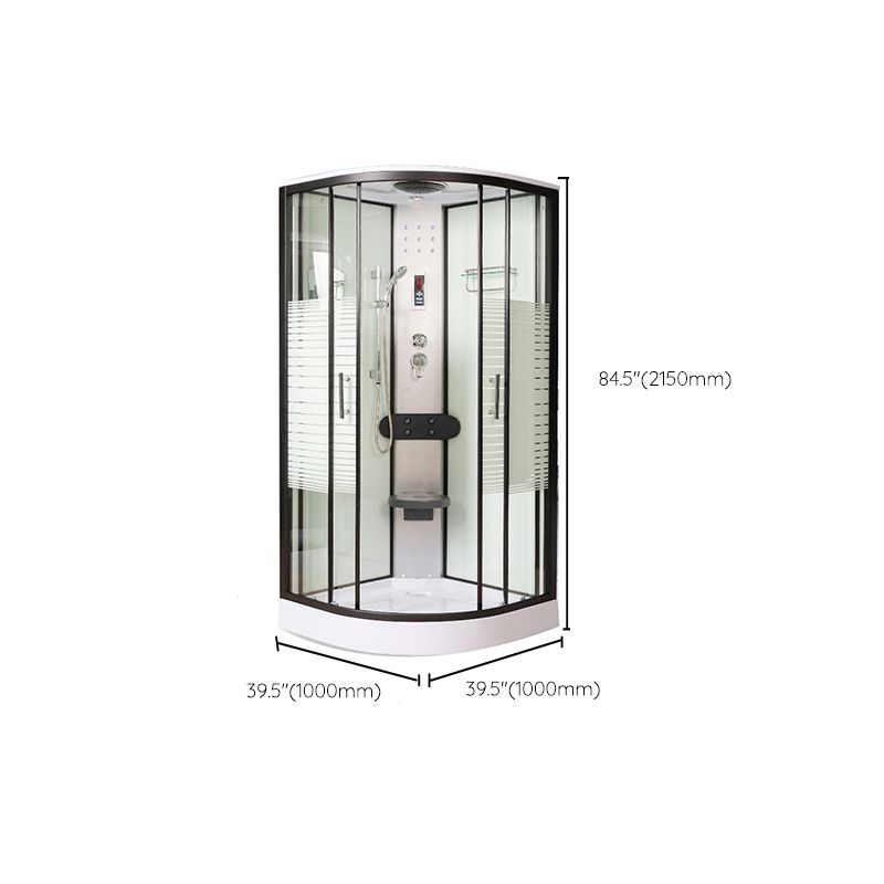 Contemporary Round Shower Stall Rain Shower Striped Framed Shower Stall with Ceiling Clearhalo 'Bathroom Remodel & Bathroom Fixtures' 'Home Improvement' 'home_improvement' 'home_improvement_shower_stalls_enclosures' 'Shower Stalls & Enclosures' 'shower_stalls_enclosures' 'Showers & Bathtubs' 1200x1200_e8bc1be3-5c79-4385-9ff6-0544c466185a