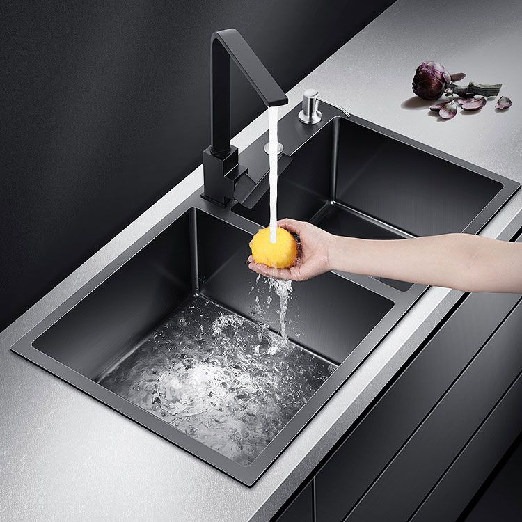 Rectangle Stainless Steel Sink in Black Double Bowl Drop-In Kitchen Sink Clearhalo 'Home Improvement' 'home_improvement' 'home_improvement_kitchen_sinks' 'Kitchen Remodel & Kitchen Fixtures' 'Kitchen Sinks & Faucet Components' 'Kitchen Sinks' 'kitchen_sinks' 1200x1200_e8bf51aa-1fef-4e98-b87f-9659cc41cb66