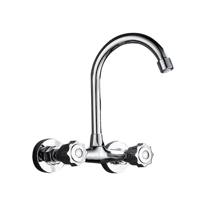Contemporary Metal Kitchen Faucet Wall-mounted 2 Holds Bar Faucet Clearhalo 'Home Improvement' 'home_improvement' 'home_improvement_kitchen_faucets' 'Kitchen Faucets' 'Kitchen Remodel & Kitchen Fixtures' 'Kitchen Sinks & Faucet Components' 'kitchen_faucets' 1200x1200_e8f202cf-d6a3-471b-a2e0-d3945e4f336e