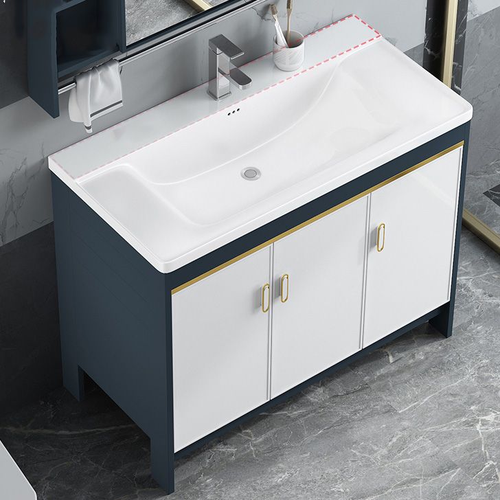 Glam Bathroom Vanity Single Ceramic Top Rectangular Bath Vanity Clearhalo 'Bathroom Remodel & Bathroom Fixtures' 'Bathroom Vanities' 'bathroom_vanities' 'Home Improvement' 'home_improvement' 'home_improvement_bathroom_vanities' 1200x1200_e8f399d1-5f34-406f-9aed-aa02338f612c