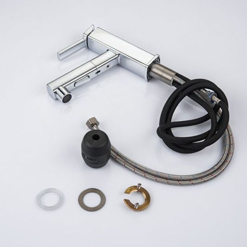 Contemporary Vessel Sink Faucet Copper Single Handle Low Arc Retractable Vessel Faucet Clearhalo 'Bathroom Remodel & Bathroom Fixtures' 'Bathroom Sink Faucets' 'Bathroom Sinks & Faucet Components' 'bathroom_sink_faucets' 'Home Improvement' 'home_improvement' 'home_improvement_bathroom_sink_faucets' 1200x1200_e8f76cce-0058-423a-8acd-a3b90b72898e