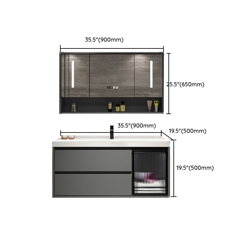Trendy Bathroom Vanity Wall Mount Open Shelf Single Sink with Soft Close Door Clearhalo 'Bathroom Remodel & Bathroom Fixtures' 'Bathroom Vanities' 'bathroom_vanities' 'Home Improvement' 'home_improvement' 'home_improvement_bathroom_vanities' 1200x1200_e8ffcdd6-bb91-4543-a21d-c0a753654009