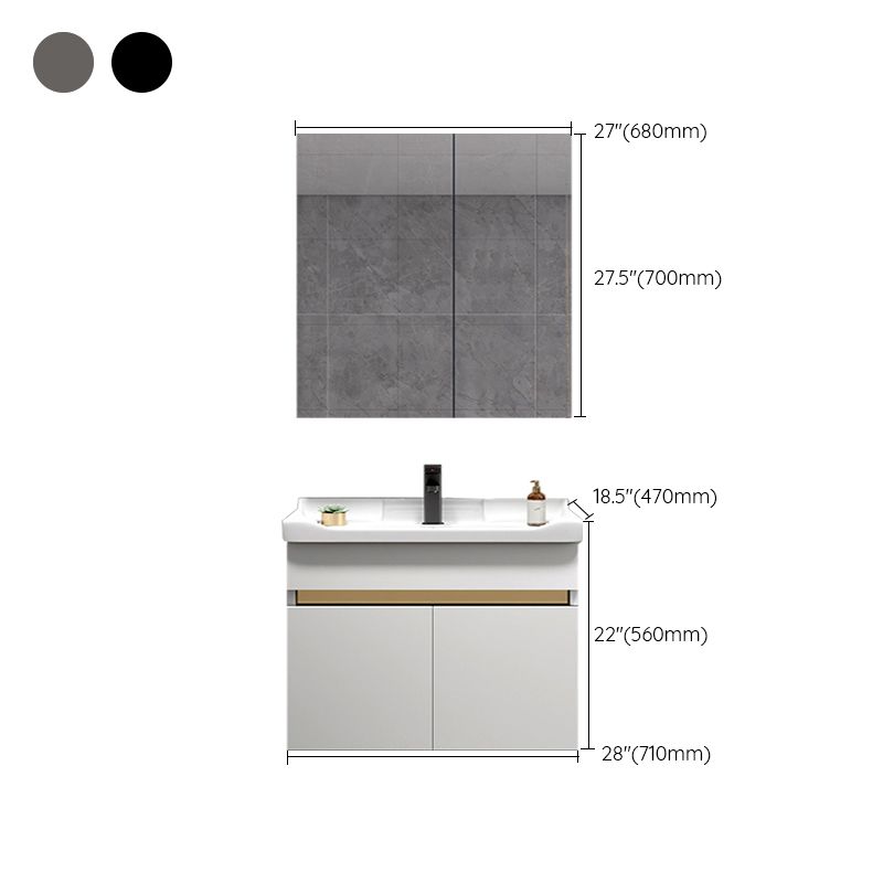 Scratch Resistant Bath Vanity Grey Drawers Wood Frame Mirror Wall Mount 2 Doors Vanity Clearhalo 'Bathroom Remodel & Bathroom Fixtures' 'Bathroom Vanities' 'bathroom_vanities' 'Home Improvement' 'home_improvement' 'home_improvement_bathroom_vanities' 1200x1200_e9029a7f-9fb0-426c-9cad-b1f9e30fd6bc