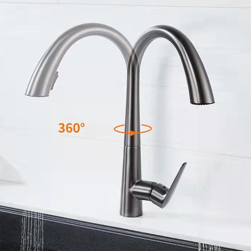 Modern 1-Handle Faucet Pull down Stainless Steel Standard Kitchen Faucet Clearhalo 'Home Improvement' 'home_improvement' 'home_improvement_kitchen_faucets' 'Kitchen Faucets' 'Kitchen Remodel & Kitchen Fixtures' 'Kitchen Sinks & Faucet Components' 'kitchen_faucets' 1200x1200_e92cf062-a34f-46c9-b29a-9c6e6d2f4297