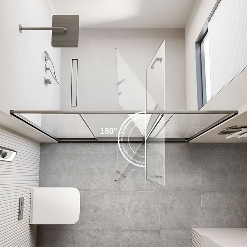 Pivot Shower Door Gray Semi Frameless Clear Glass Shower Screen Clearhalo 'Bathroom Remodel & Bathroom Fixtures' 'Home Improvement' 'home_improvement' 'home_improvement_shower_tub_doors' 'Shower and Tub Doors' 'shower_tub_doors' 'Showers & Bathtubs' 1200x1200_e93162fb-2af1-4284-991c-a192b839bb64