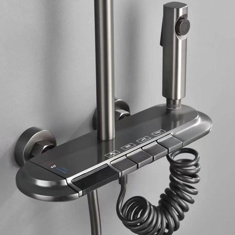 Modern Shower Set Brass Adjustable Spray Pattern Wall Mounted Shower Combo Clearhalo 'Bathroom Remodel & Bathroom Fixtures' 'Home Improvement' 'home_improvement' 'home_improvement_shower_faucets' 'Shower Faucets & Systems' 'shower_faucets' 'Showers & Bathtubs Plumbing' 'Showers & Bathtubs' 1200x1200_e958d7c8-9953-434d-ac8c-3de67313cf42