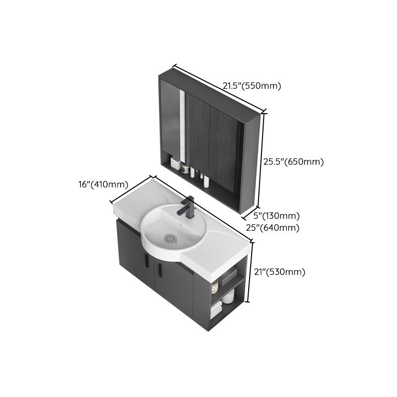 Modern Dark Gray Ceramic Vanity Single-Sink Wall Mount Vanity Sink Clearhalo 'Bathroom Remodel & Bathroom Fixtures' 'Bathroom Vanities' 'bathroom_vanities' 'Home Improvement' 'home_improvement' 'home_improvement_bathroom_vanities' 1200x1200_e96c361f-dc70-42c7-a7a8-35d5bdb6735f