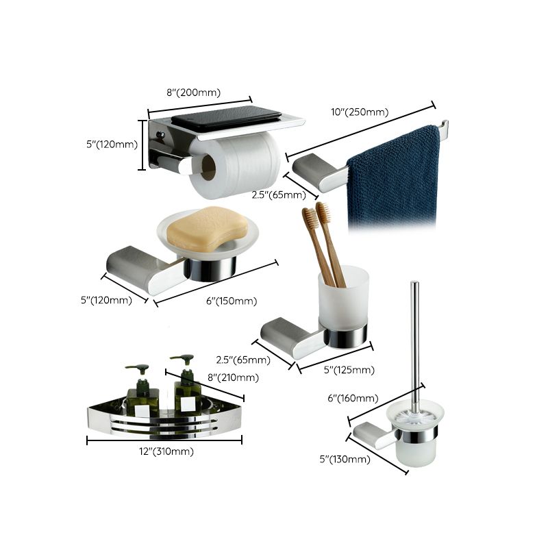 Contemporary Bathroom Accessory As Individual Or As a Set in Silver Clearhalo 'Bathroom Hardware Sets' 'Bathroom Hardware' 'Bathroom Remodel & Bathroom Fixtures' 'bathroom_hardware_sets' 'Home Improvement' 'home_improvement' 'home_improvement_bathroom_hardware_sets' 1200x1200_e9717d17-82fa-4e8c-82ec-2043d00732e7