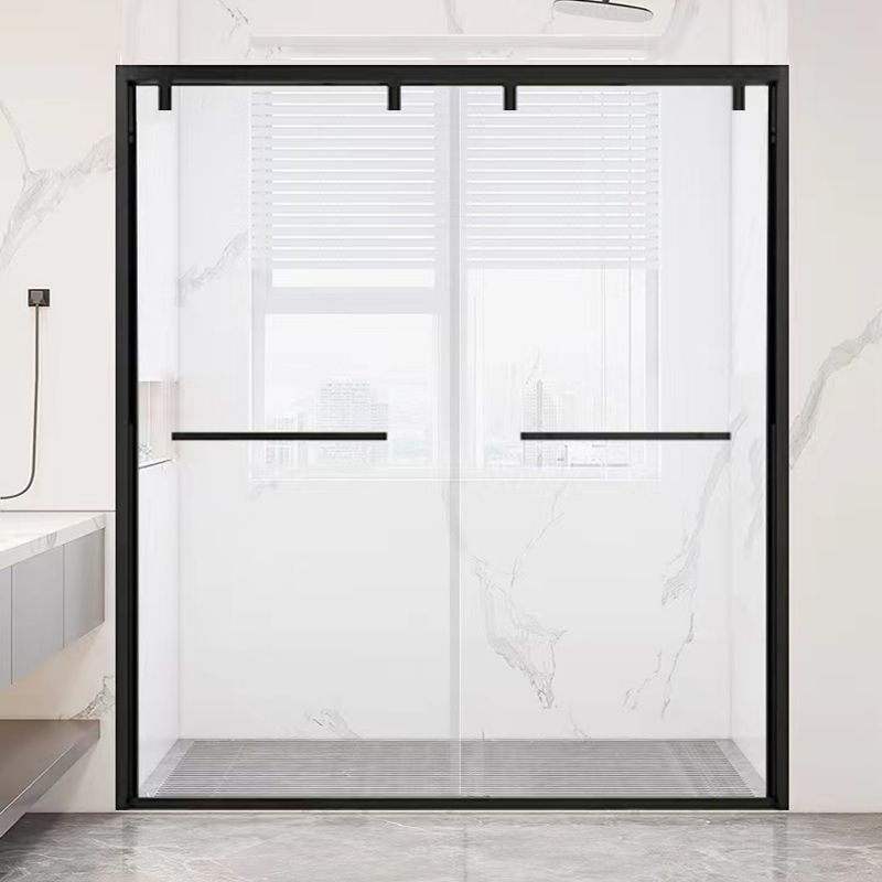 Double Sliding Semi Frameless Inline Tempered Glass Shower Door Clearhalo 'Bathroom Remodel & Bathroom Fixtures' 'Home Improvement' 'home_improvement' 'home_improvement_shower_tub_doors' 'Shower and Tub Doors' 'shower_tub_doors' 'Showers & Bathtubs' 1200x1200_e98212f2-e5b5-443b-a5ab-bd8b79f2b617