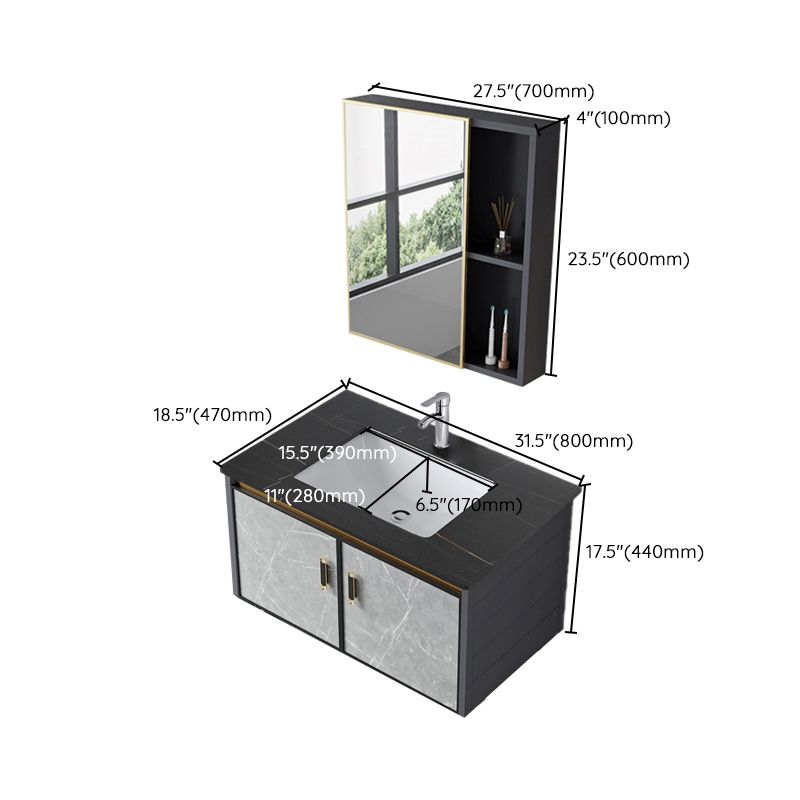 Wall Mounted Vanity Set Drawers Ceramic Sink Faucet Vanity Set with Mirror Clearhalo 'Bathroom Remodel & Bathroom Fixtures' 'Bathroom Vanities' 'bathroom_vanities' 'Home Improvement' 'home_improvement' 'home_improvement_bathroom_vanities' 1200x1200_e9859125-691e-4b52-97cf-aed26f6ae9ea