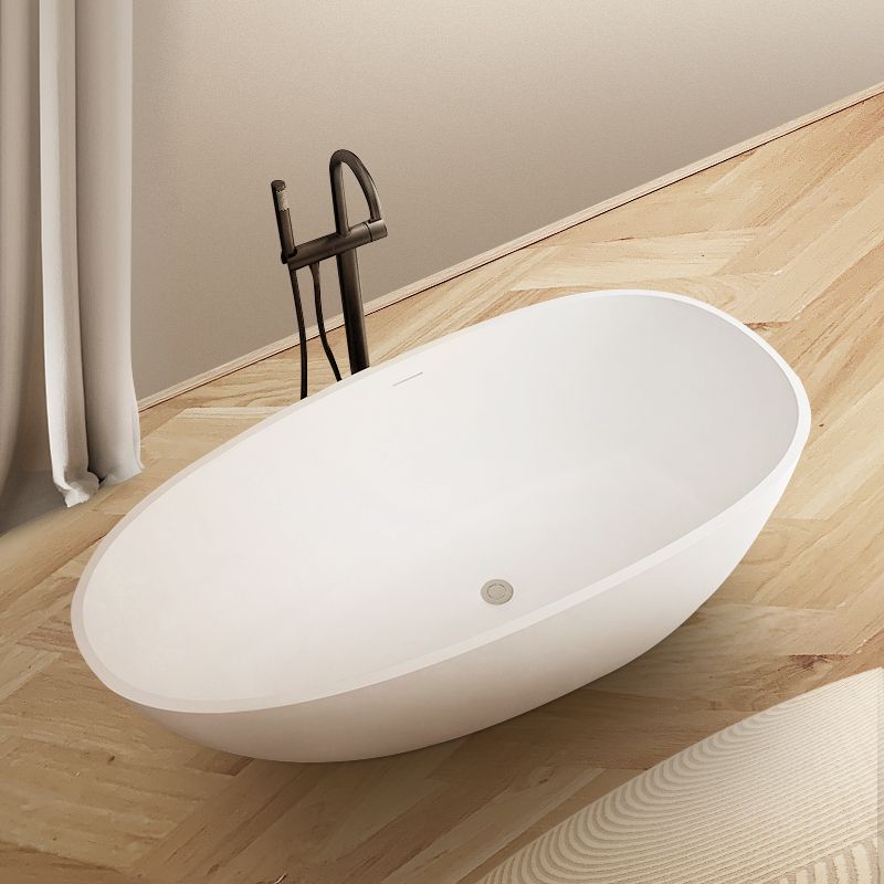 Oval Stand Alone Bath Soaking Acrylic White Modern Back to Wall Bathtub Clearhalo 'Bathroom Remodel & Bathroom Fixtures' 'Bathtubs' 'Home Improvement' 'home_improvement' 'home_improvement_bathtubs' 'Showers & Bathtubs' 1200x1200_e987132a-4880-4c28-83e5-ee6a49479efb