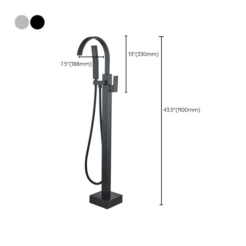 Modern High Arc Faucet Brass Floor Mounted Free Standing Tub Filler Faucet Clearhalo 'Bathroom Remodel & Bathroom Fixtures' 'Bathtub Faucets' 'bathtub_faucets' 'Home Improvement' 'home_improvement' 'home_improvement_bathtub_faucets' 1200x1200_e98e9e77-ea23-4f75-a343-18387c654a02