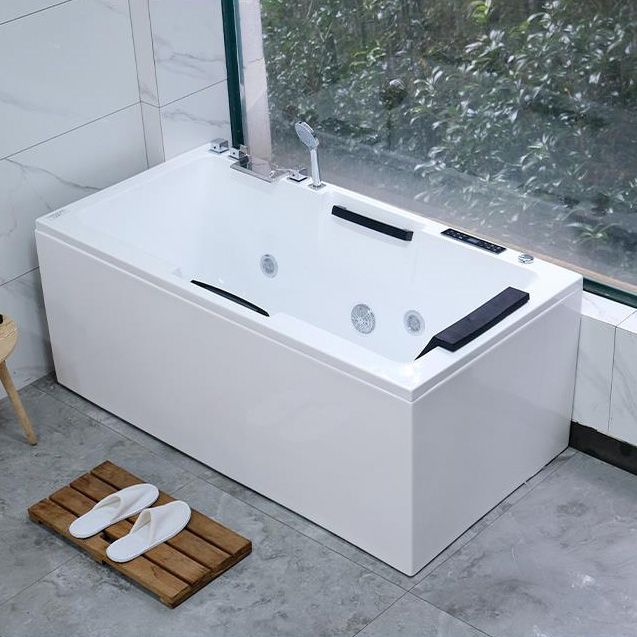 Modern Stand Alone Bath Acrylic Soaking White Rectangular Bathtub Clearhalo 'Bathroom Remodel & Bathroom Fixtures' 'Bathtubs' 'Home Improvement' 'home_improvement' 'home_improvement_bathtubs' 'Showers & Bathtubs' 1200x1200_e9944100-80fd-41fc-adee-844a48086c95