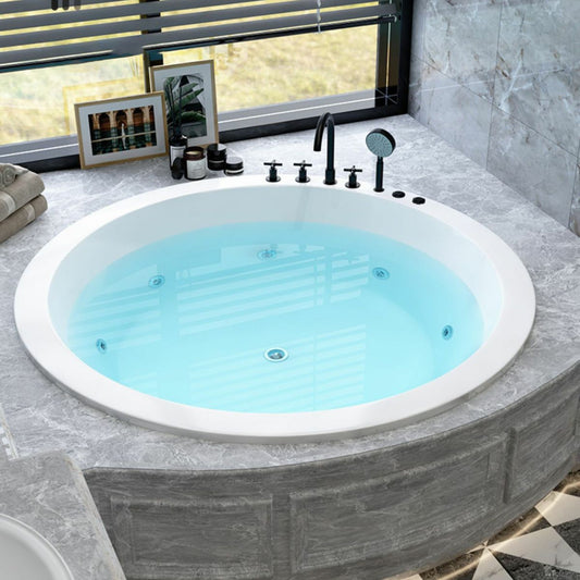 Modern Round Drop-in Bathtub Acrylic Soaking/Air Bathtub in White Clearhalo 'Bathroom Remodel & Bathroom Fixtures' 'Bathtubs' 'Home Improvement' 'home_improvement' 'home_improvement_bathtubs' 'Showers & Bathtubs' 1200x1200_e9a0e6fb-5a39-420a-9a92-f22aefda3a82
