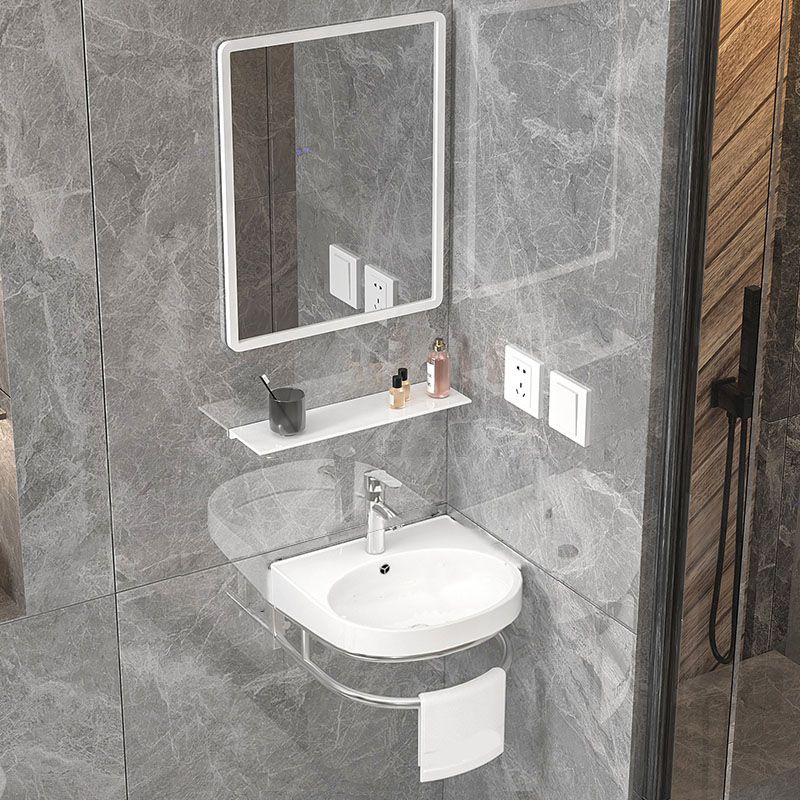 Bathroom Sink White Ceramic Wall-mounted Mirror Faucet Anti-spill Sink Clearhalo 'Bathroom Remodel & Bathroom Fixtures' 'Bathroom Sinks & Faucet Components' 'Bathroom Sinks' 'bathroom_sink' 'Home Improvement' 'home_improvement' 'home_improvement_bathroom_sink' 1200x1200_e9ade770-516b-45cc-8d91-ba75dc016063