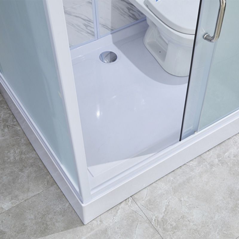 Rectangular Frosted Glass Shower Enclosure Single Sliding Framed Shower Enclosure Clearhalo 'Bathroom Remodel & Bathroom Fixtures' 'Home Improvement' 'home_improvement' 'home_improvement_shower_stalls_enclosures' 'Shower Stalls & Enclosures' 'shower_stalls_enclosures' 'Showers & Bathtubs' 1200x1200_e9ca73be-cd66-4d98-976d-65d939527a07