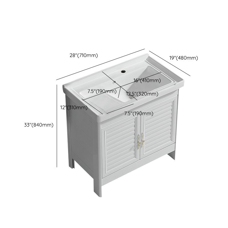 Metal Frame Vanity White Freestanding Rectangular Single Sink Glam Bath Vanity with Doors Clearhalo 'Bathroom Remodel & Bathroom Fixtures' 'Bathroom Vanities' 'bathroom_vanities' 'Home Improvement' 'home_improvement' 'home_improvement_bathroom_vanities' 1200x1200_e9d6e7e0-f3e1-46d4-a94f-114d422fa511