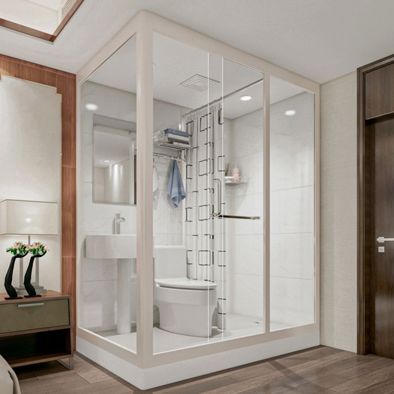 Rectangular Sliding Shower Enclosure Full Frame Shower Enclosure with Tempered Glass Clearhalo 'Bathroom Remodel & Bathroom Fixtures' 'Home Improvement' 'home_improvement' 'home_improvement_shower_stalls_enclosures' 'Shower Stalls & Enclosures' 'shower_stalls_enclosures' 'Showers & Bathtubs' 1200x1200_e9d942e7-7979-4d4e-aa02-229d0339a91f