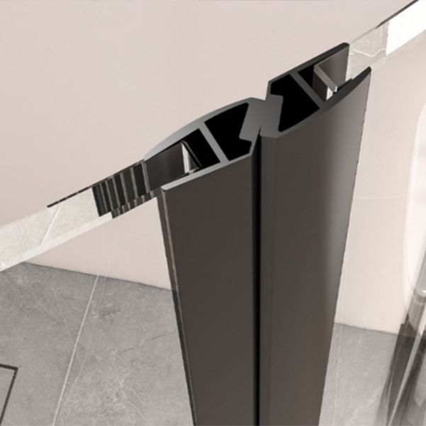 Black Full Frame Curved Tempered Glass Double Slide Shower Door Clearhalo 'Bathroom Remodel & Bathroom Fixtures' 'Home Improvement' 'home_improvement' 'home_improvement_shower_tub_doors' 'Shower and Tub Doors' 'shower_tub_doors' 'Showers & Bathtubs' 1200x1200_e9d9ac01-83f5-45ee-90cd-ce0036c546a8