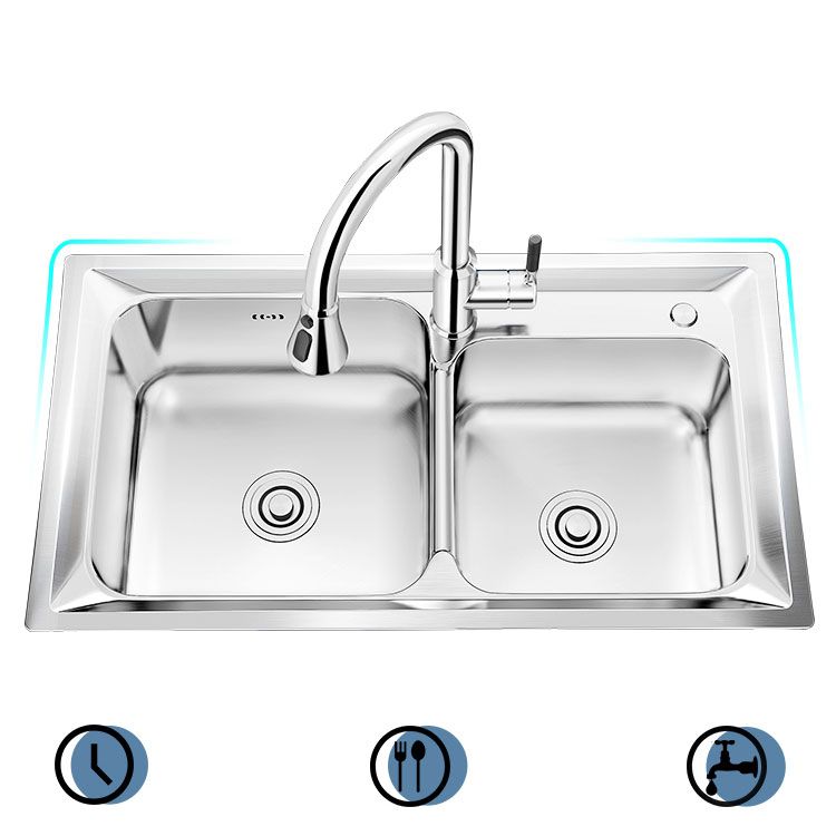 Modern Style Kitchen Sink Stainless Steel Noise-cancelling Design Drop-In Kitchen Sink Clearhalo 'Home Improvement' 'home_improvement' 'home_improvement_kitchen_sinks' 'Kitchen Remodel & Kitchen Fixtures' 'Kitchen Sinks & Faucet Components' 'Kitchen Sinks' 'kitchen_sinks' 1200x1200_e9edd130-0115-4aed-a50f-4c346d931f0f