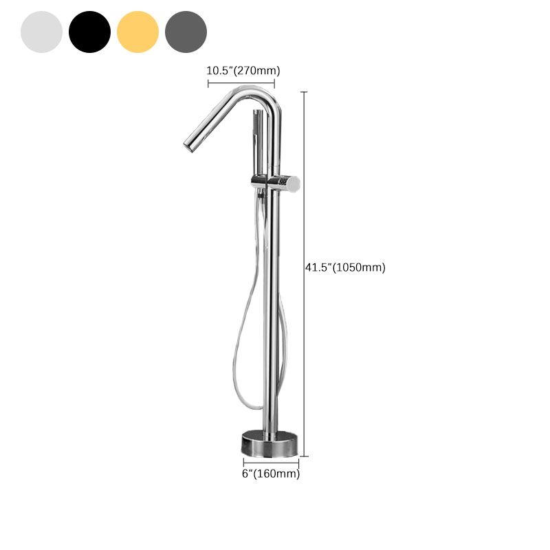 Contemporary Style Freestanding Faucet Copper Floor Mounted Freestanding Faucet Clearhalo 'Bathroom Remodel & Bathroom Fixtures' 'Bathtub Faucets' 'bathtub_faucets' 'Home Improvement' 'home_improvement' 'home_improvement_bathtub_faucets' 1200x1200_e9fbb51d-36ca-4bfe-9ee5-b831932bb958