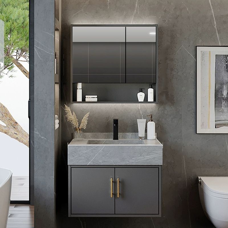 Grey Wall-Mounted Modern Single-Sink Rectangular Wood Bathroom Vanity Set Clearhalo 'Bathroom Remodel & Bathroom Fixtures' 'Bathroom Vanities' 'bathroom_vanities' 'Home Improvement' 'home_improvement' 'home_improvement_bathroom_vanities' 1200x1200_ea0d32f3-99a5-4fb3-a392-fdc9ff4dce4d