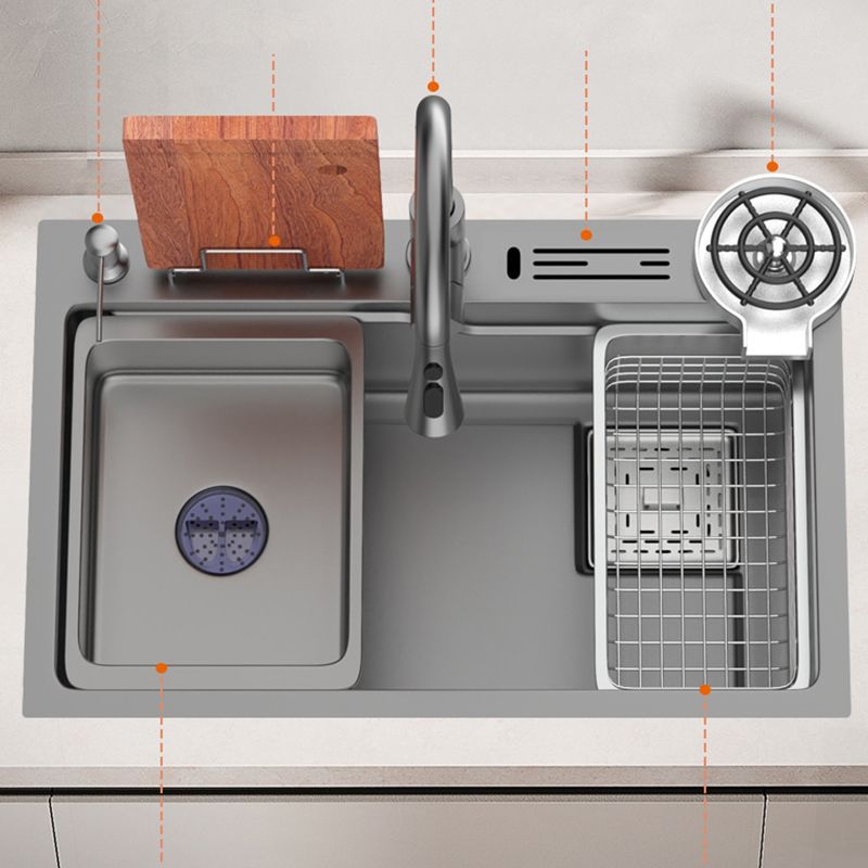 Dirt Resistant Kitchen Sink Soundproof Design Kitchen Sink with Basket Strainer Clearhalo 'Home Improvement' 'home_improvement' 'home_improvement_kitchen_sinks' 'Kitchen Remodel & Kitchen Fixtures' 'Kitchen Sinks & Faucet Components' 'Kitchen Sinks' 'kitchen_sinks' 1200x1200_ea1c973a-40ff-4aa0-9794-b7727ad11931