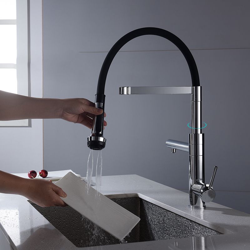 Modern Pull Down Switch Kitchen Faucet High Arch Profile Faucet Clearhalo 'Home Improvement' 'home_improvement' 'home_improvement_kitchen_faucets' 'Kitchen Faucets' 'Kitchen Remodel & Kitchen Fixtures' 'Kitchen Sinks & Faucet Components' 'kitchen_faucets' 1200x1200_ea288411-7437-4705-acf2-32a30e54a647