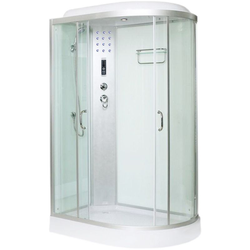 Framed Neo-Round Shower Kit Double Sliding Shower Stall with White Base Clearhalo 'Bathroom Remodel & Bathroom Fixtures' 'Home Improvement' 'home_improvement' 'home_improvement_shower_stalls_enclosures' 'Shower Stalls & Enclosures' 'shower_stalls_enclosures' 'Showers & Bathtubs' 1200x1200_ea2bcedf-a415-4d80-8064-f5964e1908d6