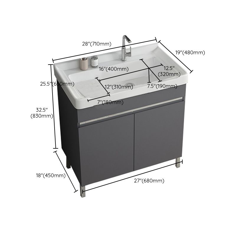 Gray Metal Vanity Sink Modern Free-standing Standard Space Saver Vanity Clearhalo 'Bathroom Remodel & Bathroom Fixtures' 'Bathroom Vanities' 'bathroom_vanities' 'Home Improvement' 'home_improvement' 'home_improvement_bathroom_vanities' 1200x1200_ea51caba-026f-47e9-a4f9-fd3e83533041