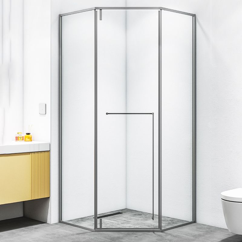 Black and Gray Shower Enclosure Neo-Angle Easy Clean Glass Shower Stall Clearhalo 'Bathroom Remodel & Bathroom Fixtures' 'Home Improvement' 'home_improvement' 'home_improvement_shower_stalls_enclosures' 'Shower Stalls & Enclosures' 'shower_stalls_enclosures' 'Showers & Bathtubs' 1200x1200_ea5e4b24-65d5-4723-abf4-0bbb06eef0fb