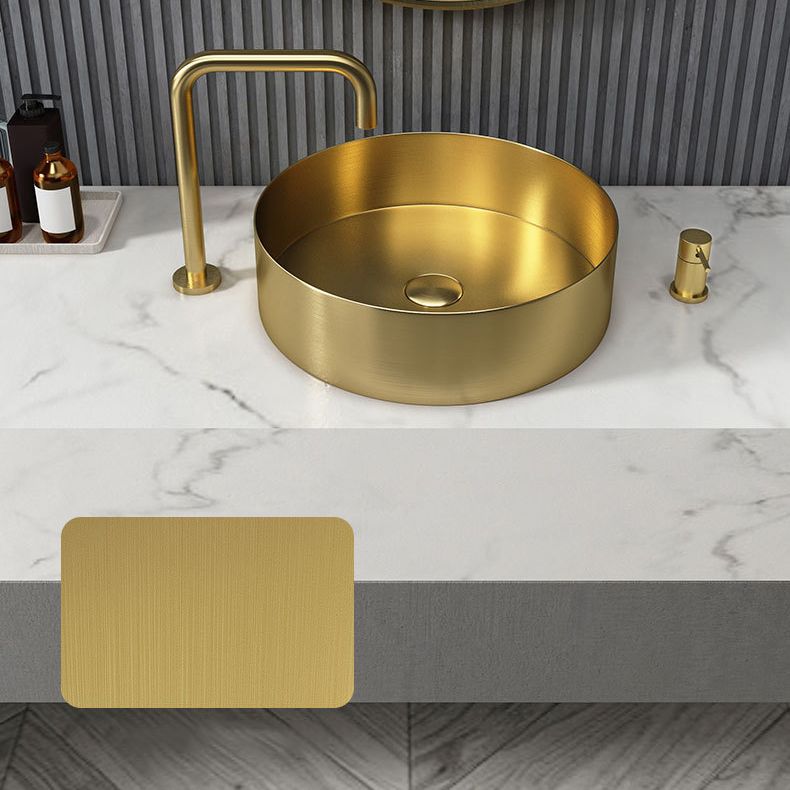 Modern Vessel Sink Round Metal with Faucet and Pop-Up Drain Vessel Lavatory Sink Clearhalo 'Bathroom Remodel & Bathroom Fixtures' 'Bathroom Sinks & Faucet Components' 'Bathroom Sinks' 'bathroom_sink' 'Home Improvement' 'home_improvement' 'home_improvement_bathroom_sink' 1200x1200_ea6627b5-3070-4de7-b6e9-0272658448ef