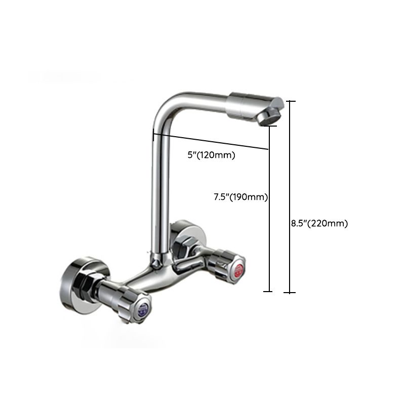 Contemporary Wall Mounted Kitchen Faucet High Arch Double Handles Water Filler in Chrome Clearhalo 'Home Improvement' 'home_improvement' 'home_improvement_kitchen_faucets' 'Kitchen Faucets' 'Kitchen Remodel & Kitchen Fixtures' 'Kitchen Sinks & Faucet Components' 'kitchen_faucets' 1200x1200_ea677523-415c-458d-b145-83ce81c583b9