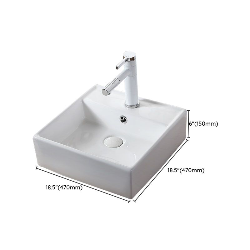 Modern Vessel Bathroom Sink Rectangular Porcelain Drain Vessel Sink(Not Included Faucet) Clearhalo 'Bathroom Remodel & Bathroom Fixtures' 'Bathroom Sinks & Faucet Components' 'Bathroom Sinks' 'bathroom_sink' 'Home Improvement' 'home_improvement' 'home_improvement_bathroom_sink' 1200x1200_ea70e63c-4130-4ad1-bb1f-6ee16fa1d023
