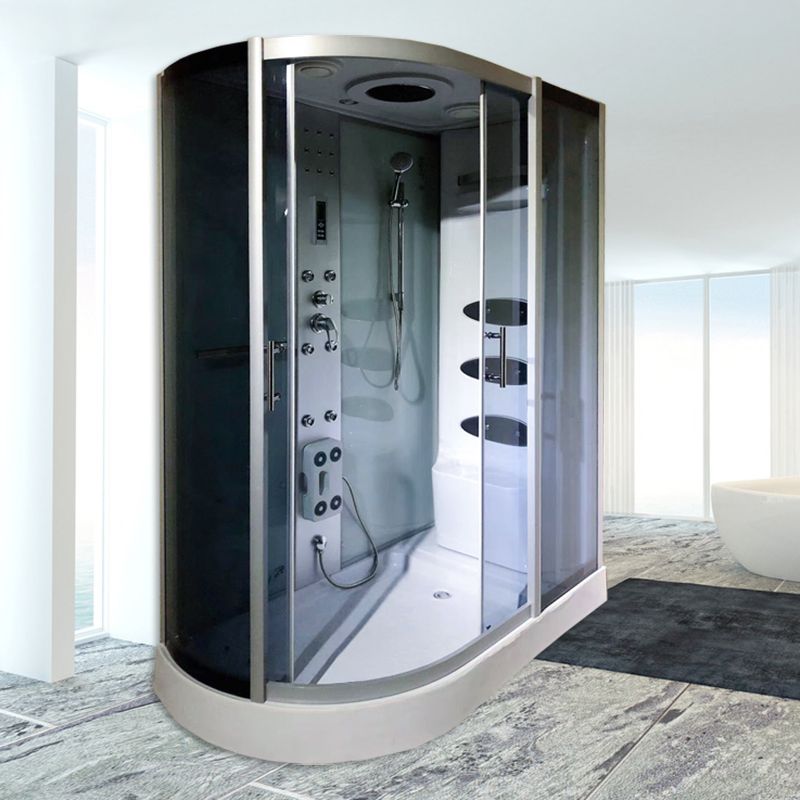 Round Double Sliding Tub & Shower Kit Corner Tempered Glass Tub & Shower Kit Clearhalo 'Bathroom Remodel & Bathroom Fixtures' 'Home Improvement' 'home_improvement' 'home_improvement_shower_stalls_enclosures' 'Shower Stalls & Enclosures' 'shower_stalls_enclosures' 'Showers & Bathtubs' 1200x1200_ea719f47-a50e-4f96-91dc-bfd96a4f0571