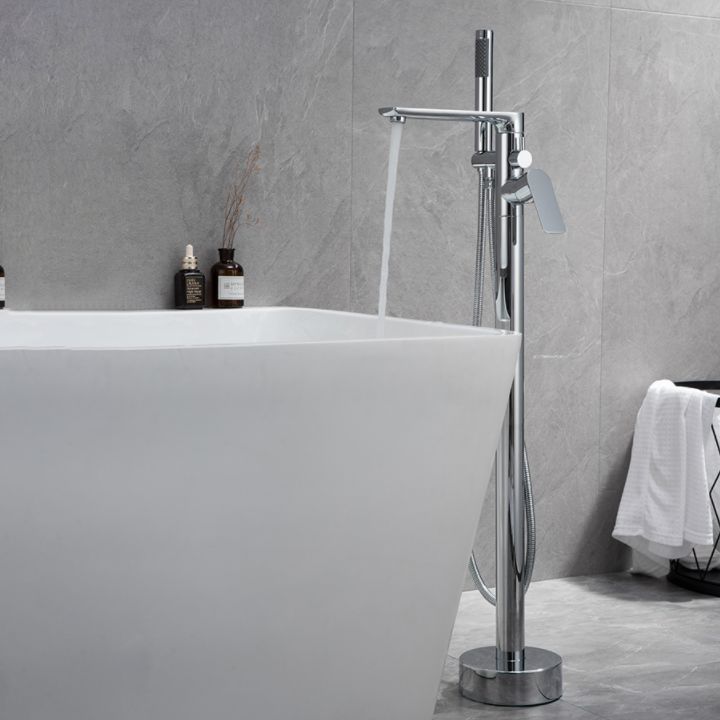 Floor Mounted Bronzel Freestanding Tub Filler Single Handle Freestanding Faucet with Hose Clearhalo 'Bathroom Remodel & Bathroom Fixtures' 'Bathtub Faucets' 'bathtub_faucets' 'Home Improvement' 'home_improvement' 'home_improvement_bathtub_faucets' 1200x1200_ea7269e3-8a93-40db-81e7-581063c4ebf8