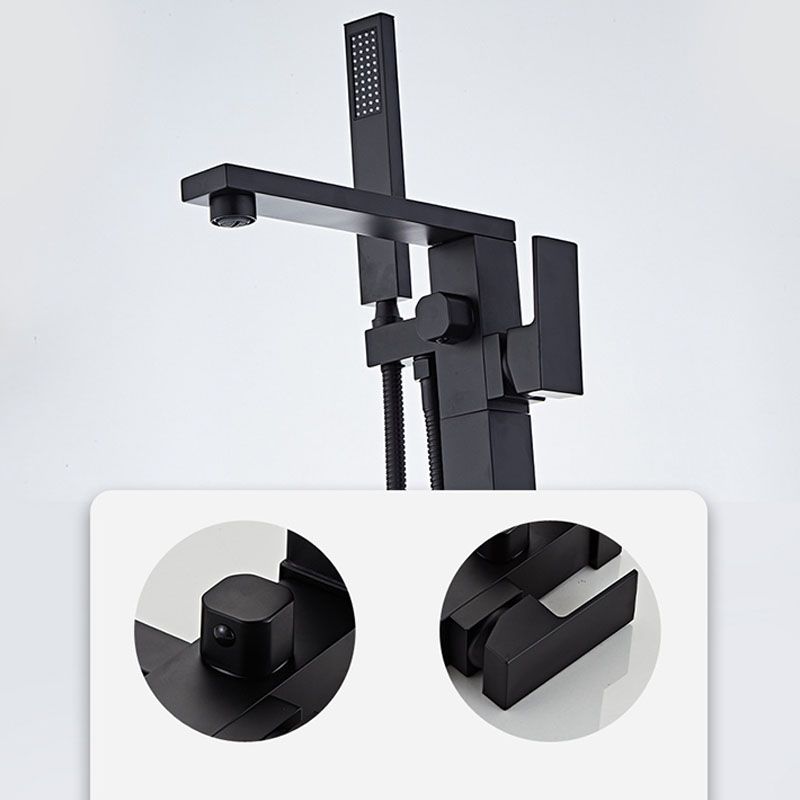 Modern Free Standing Faucet Rod Handle Handheld Shower Head Bathtub Faucet Clearhalo 'Bathroom Remodel & Bathroom Fixtures' 'Bathtub Faucets' 'bathtub_faucets' 'Home Improvement' 'home_improvement' 'home_improvement_bathtub_faucets' 1200x1200_ea736450-84ee-4786-9950-fb26fb97601c