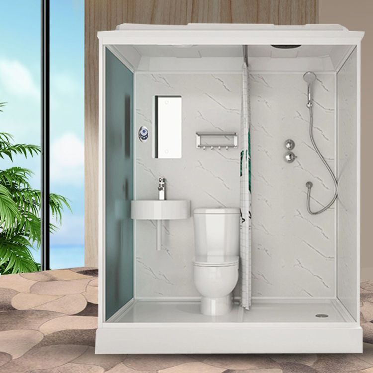 White Rectangle Shower Stall with Shower Base Tempered Glass Shower Stall Clearhalo 'Bathroom Remodel & Bathroom Fixtures' 'Home Improvement' 'home_improvement' 'home_improvement_shower_stalls_enclosures' 'Shower Stalls & Enclosures' 'shower_stalls_enclosures' 'Showers & Bathtubs' 1200x1200_ea8808e8-8388-400d-9a1f-d42555f55fc7