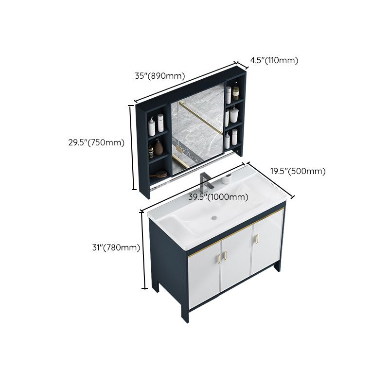 Glam Bathroom Vanity Single Ceramic Top Rectangular Bath Vanity Clearhalo 'Bathroom Remodel & Bathroom Fixtures' 'Bathroom Vanities' 'bathroom_vanities' 'Home Improvement' 'home_improvement' 'home_improvement_bathroom_vanities' 1200x1200_ea8dadac-7edd-4be5-8179-8c41c995c6fe