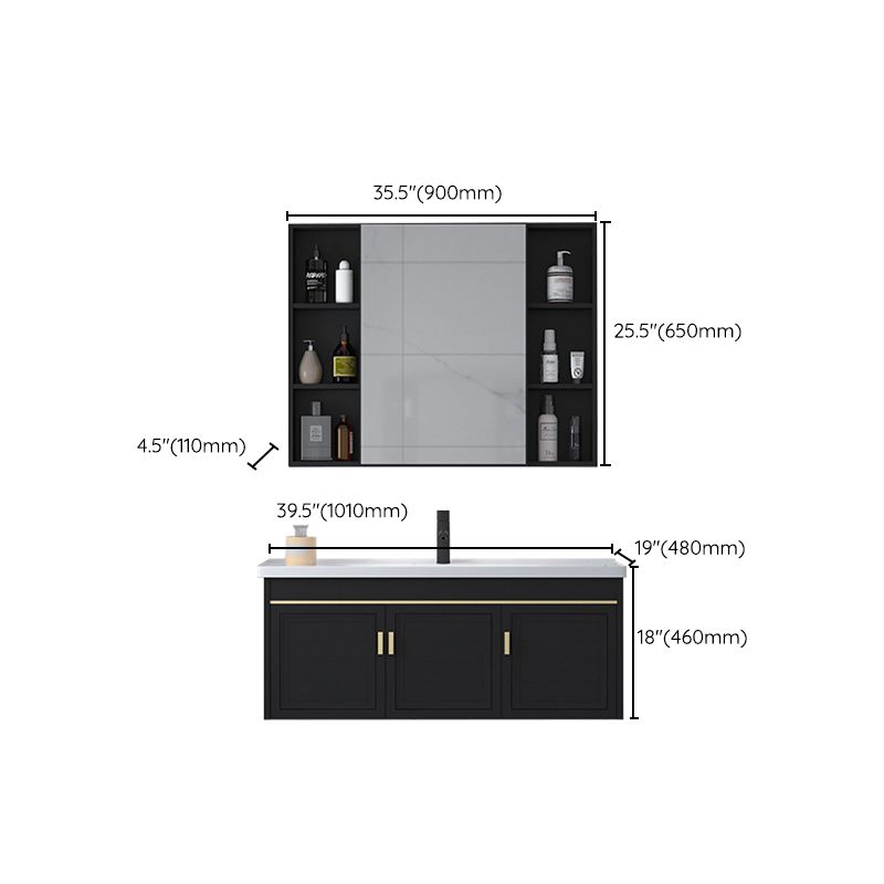 Ceramic Sink Vanity Glam Wall-Mounted Bathroom Vanity for Bathroom Clearhalo 'Bathroom Remodel & Bathroom Fixtures' 'Bathroom Vanities' 'bathroom_vanities' 'Home Improvement' 'home_improvement' 'home_improvement_bathroom_vanities' 1200x1200_eaac6aa8-03a0-483c-9d81-14ffc5b0ae54