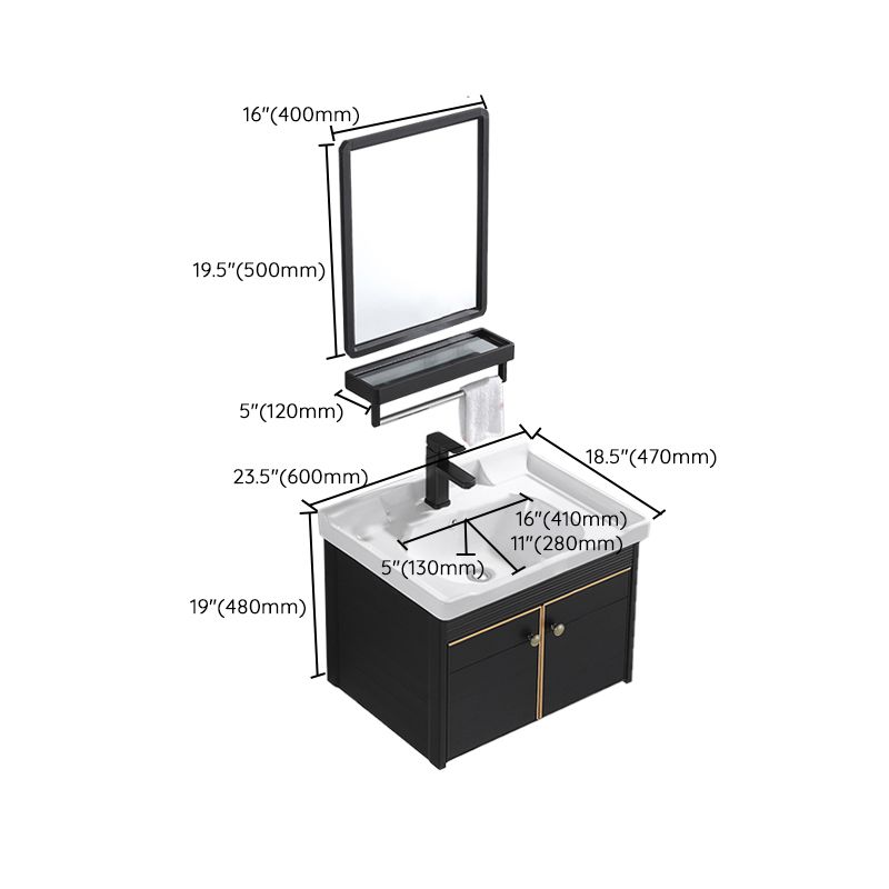 Modern Vanity Set Wall-mounted Ceramic Sink Black Faucet Vanity with Mirror Clearhalo 'Bathroom Remodel & Bathroom Fixtures' 'Bathroom Vanities' 'bathroom_vanities' 'Home Improvement' 'home_improvement' 'home_improvement_bathroom_vanities' 1200x1200_eaae88c7-3935-4279-9983-c8f491ed08f6