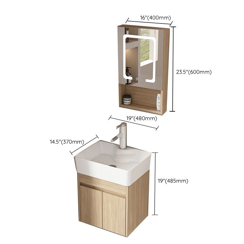 Basic Wooden Sink Vanity Wall-Mounted Vanity Cabinet with Mirror Cabinet Clearhalo 'Bathroom Remodel & Bathroom Fixtures' 'Bathroom Vanities' 'bathroom_vanities' 'Home Improvement' 'home_improvement' 'home_improvement_bathroom_vanities' 1200x1200_ead3dca1-fc08-414a-a5ac-bda08c726317