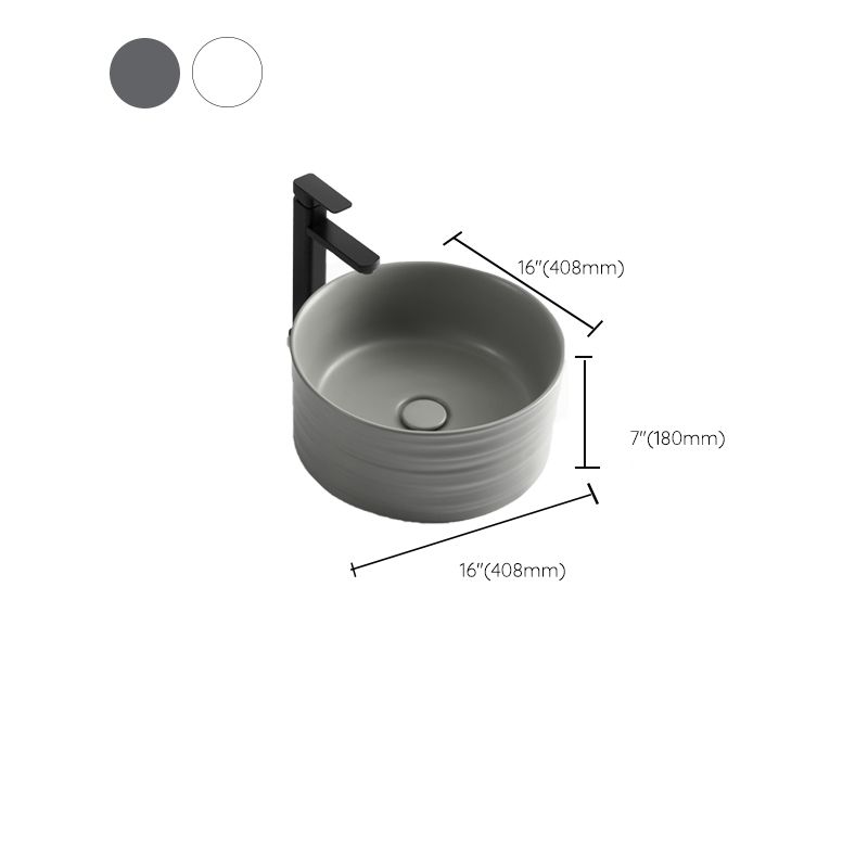 Modern Vessel Bathroom Sink Circular Porcelain with Pop-Up Drain Vessel Sink Clearhalo 'Bathroom Remodel & Bathroom Fixtures' 'Bathroom Sinks & Faucet Components' 'Bathroom Sinks' 'bathroom_sink' 'Home Improvement' 'home_improvement' 'home_improvement_bathroom_sink' 1200x1200_eb03386b-38b9-4cf1-8693-a9e3290b81f9
