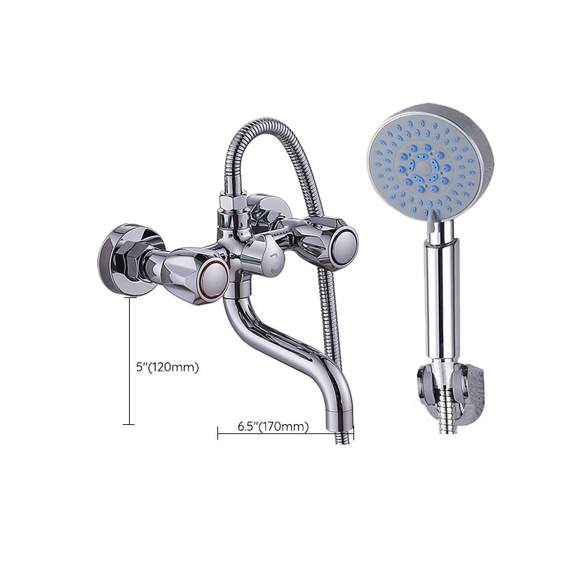 Chrome Bath Faucet Trim Wall Mounted Swivel Spout with Handheld Shower Clearhalo 'Bathroom Remodel & Bathroom Fixtures' 'Bathtub Faucets' 'bathtub_faucets' 'Home Improvement' 'home_improvement' 'home_improvement_bathtub_faucets' 1200x1200_eb061622-e95c-497d-8ba7-3405daeae4bb