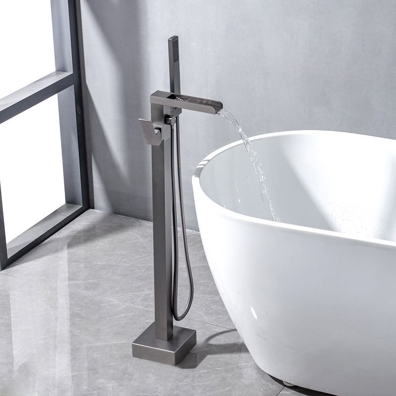 Floor Mounted Metal Freestanding Tub Filler One Handle Waterfall Freestanding Faucet Clearhalo 'Bathroom Remodel & Bathroom Fixtures' 'Bathtub Faucets' 'bathtub_faucets' 'Home Improvement' 'home_improvement' 'home_improvement_bathtub_faucets' 1200x1200_eb106890-44f7-42ff-9cad-7bbaa7c6c6da