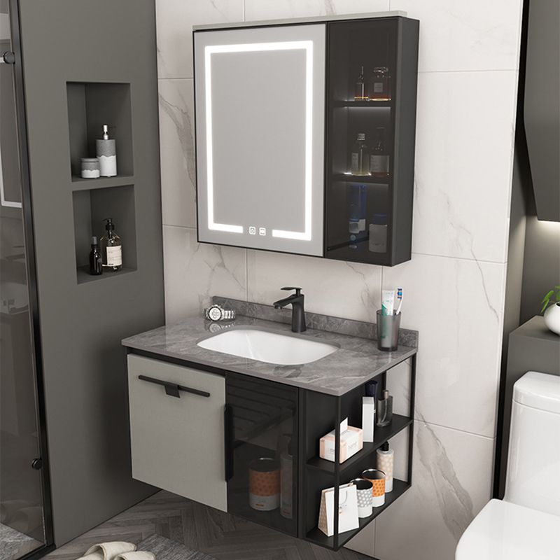 Contemporary Square Sink Cabinet Mirror Cabinet Bathroom Wall Mount Vanity Cabinet Clearhalo 'Bathroom Remodel & Bathroom Fixtures' 'Bathroom Vanities' 'bathroom_vanities' 'Home Improvement' 'home_improvement' 'home_improvement_bathroom_vanities' 1200x1200_eb3b7acd-a093-4277-861b-efa82d4f5b9d
