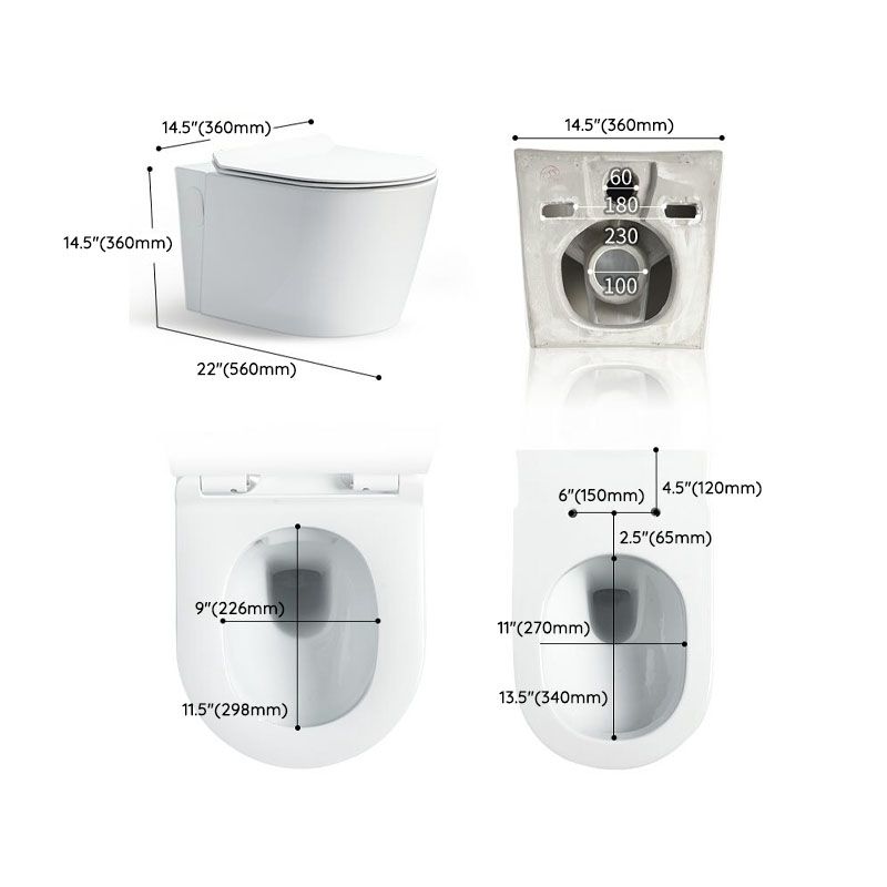 Wall-mounted Toilet Household In-wall Hidden Tank Soft-Close Seat Toilet Clearhalo 'Bathroom Remodel & Bathroom Fixtures' 'Home Improvement' 'home_improvement' 'home_improvement_toilets' 'Toilets & Bidets' 'Toilets' 1200x1200_eb4bb8c7-61c6-486d-b0a0-e91429edff87